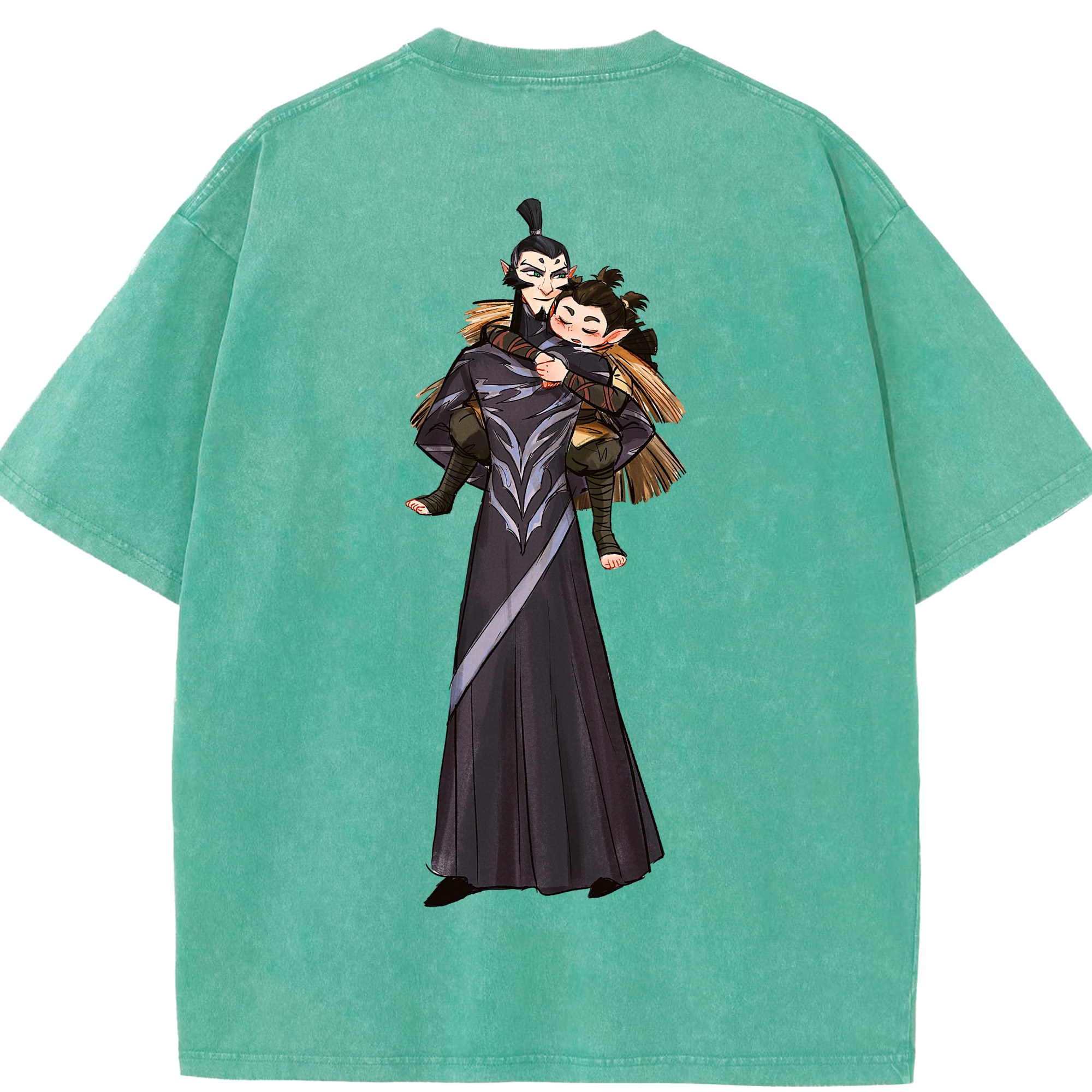 （画像用） Ne Zha 2 ナタ 魔童の大暴れ 綿100% ヴィンテージ風 半袖Tシャツ（背面プリント）